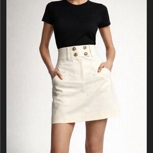 Derek Lam 10 Crosby Tove Skirt with gold Button Detail